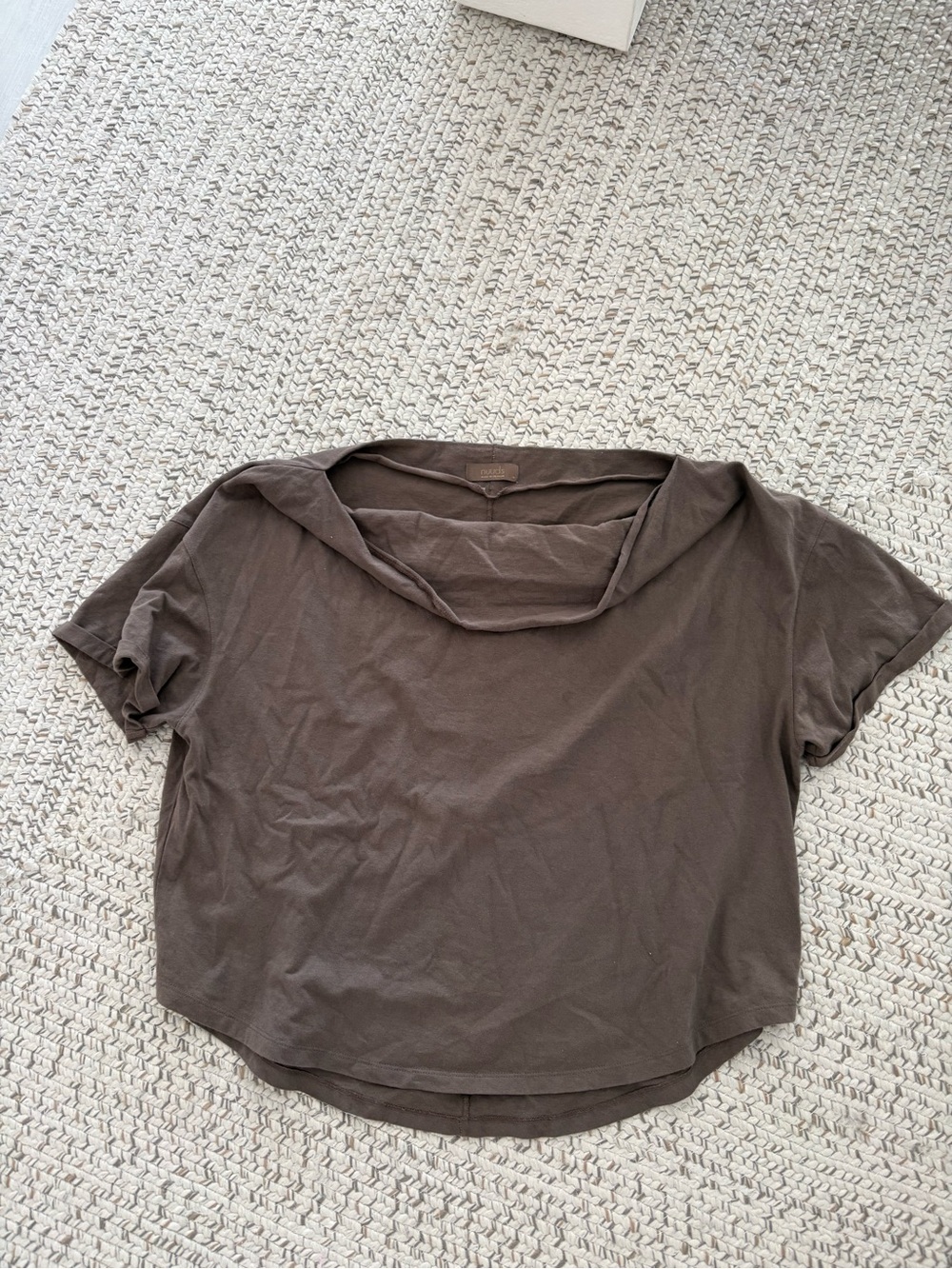 nuuds Relaxed Short Sleeve Scoop Neck Top - Brown